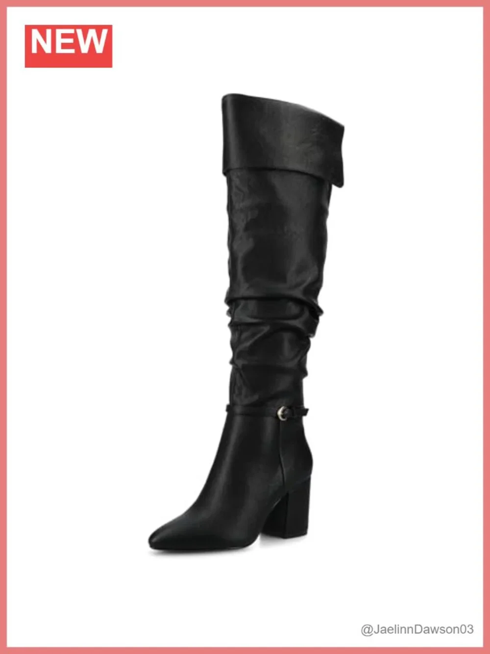 Journee Collection Faux Leather Over-the-Knee Boots Almond Toe Block Heel Zip